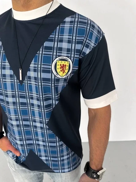 Unisex Bisiklet Yaka Baskılı Oversize T-Shirt - Siyah - Resim 4