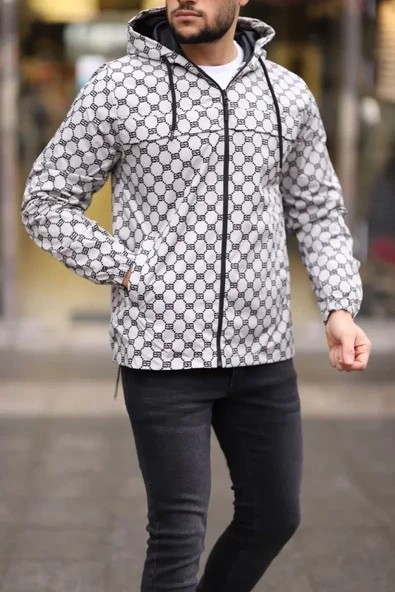 Unisex Kapüşonlu İçi Astarlı Yağmurluk - Gri - Resim 2