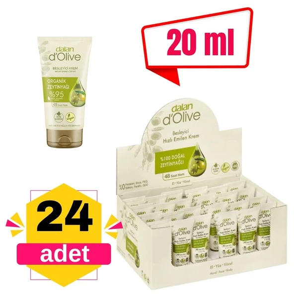 Dalan D Olive Organik Zeytinyağlı Besleyici Krem 20 ml x 24 Adet ürün görseli