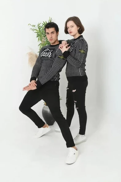 Erkek Bisiklet Yaka Yün Örmeli Triko Kazak - Siyah - Resim 3