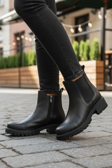 Aspor Siyah Lastikli Kadın Topuklu Bot - Resim 3