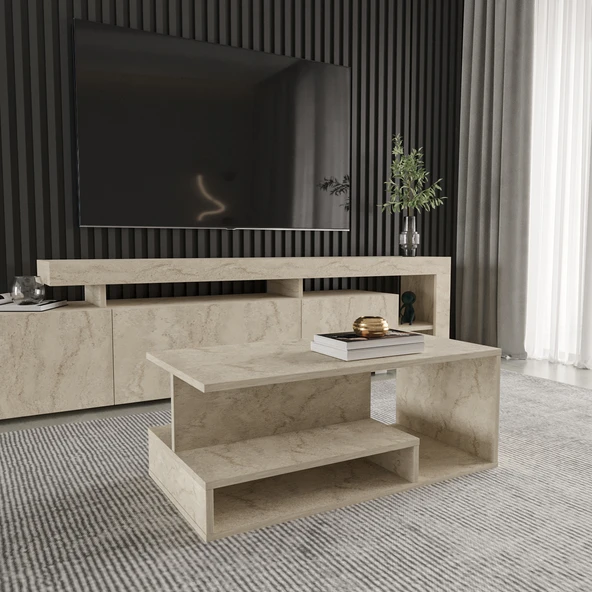 Vera Mini Orta Sehpa – Modern Tasarım, Fonksiyonel Raflı Yapı