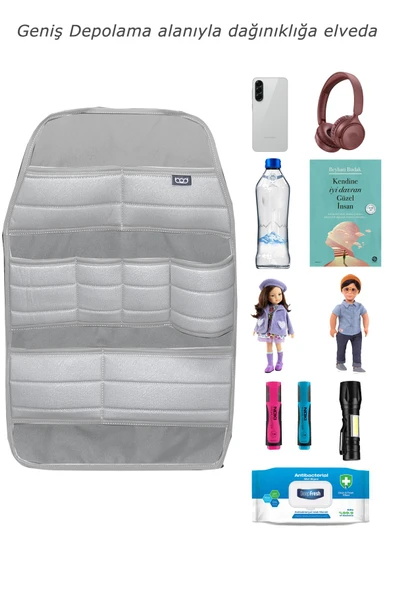 Bod Ecolux Serisi Taytüyü Araba Oto Koltuk Arkası Eşya Düzenleyici Araç İçi Organizer Gri - 2