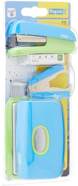 Mini Set Zımba Makinası + 1000'li Tel + Tel Sökücü ve Delgeç (Mavi/Yeşil) - Resim 4