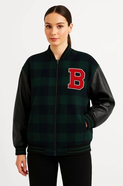 Kolları Suni Deri Içi Astarlı Oduncu Kolej Içi Ceket - Haki - 3