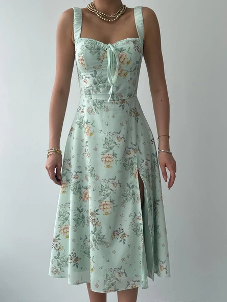 Anjelik Yırtmaç Detaylı Elbise - Resim 2