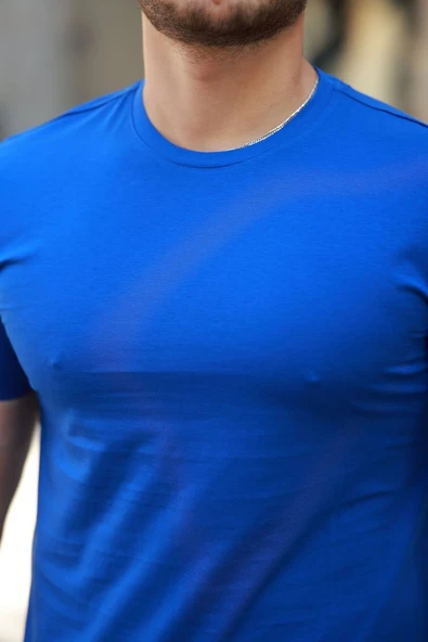 Erkek Bisiklet Yaka Basic Tişört - Resim 3