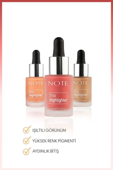 Note Cosmetics Drop Highlighter Işıltılı Likit Aydınlatıcı - 01 Pearl Rose - 2