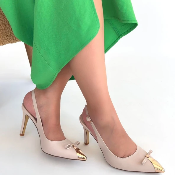 Pabucmarketi Bej Kadın Topuklu Ayakkabı - 4