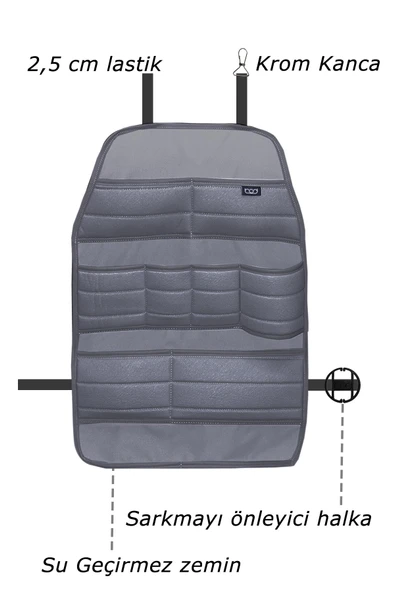 Bod Ecolux Serisi Taytüyü Araba Oto Koltuk Arkası Eşya Düzenleyici Araç İçi Organizer Füme - 3