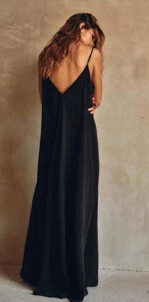 Kadın Ip Askılı Salaş Süprem Kumaş Elbise - Resim 4