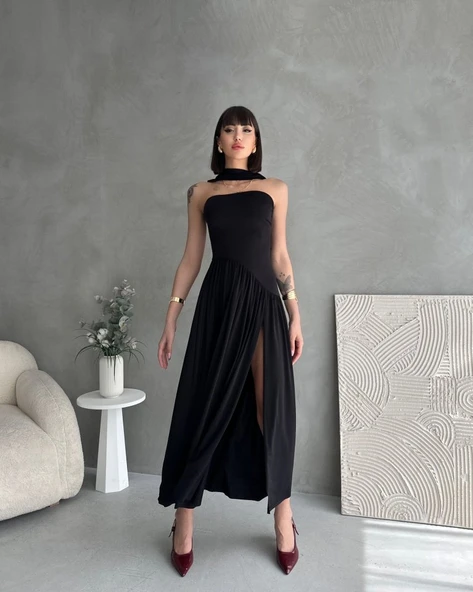 Kadınboğaz Kolsuz Maxi Boy Kalem Elbise ürün görseli