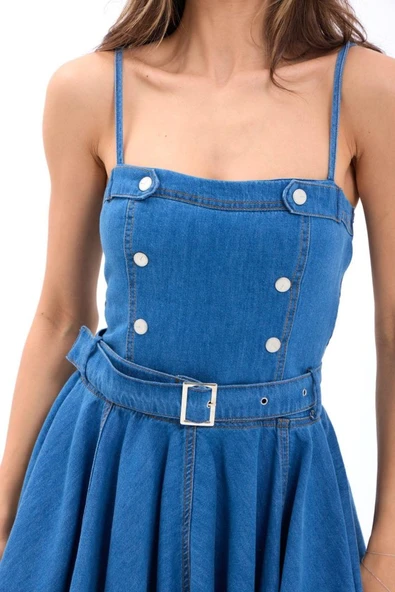 7363 KOT ELBİSE-MAVİ - Resim 3