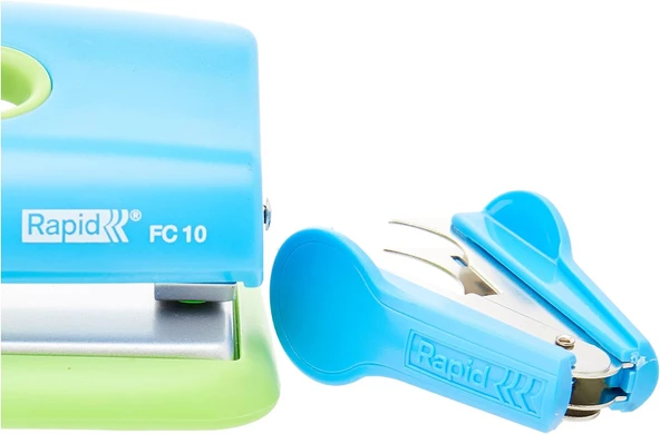 Mini Set Zımba Makinası + 1000'li Tel + Tel Sökücü ve Delgeç (Mavi/Yeşil) - Resim 3