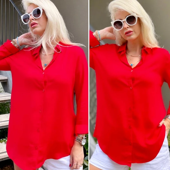 Dokuma Viskon KumaşEfsane Basic GömlekKırmızı12 Renk 9 Bedenön 62Arka Orta Kısım 70 Cm ürün görseli