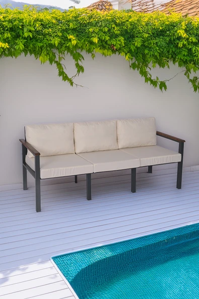 NEOKAS Balkon Mobilyası, Metal Oturma Grubu, Balkon Seti, Kafe Koltuğu, Teras Takımı, 1 Üçlü Koltuk - Resim 2