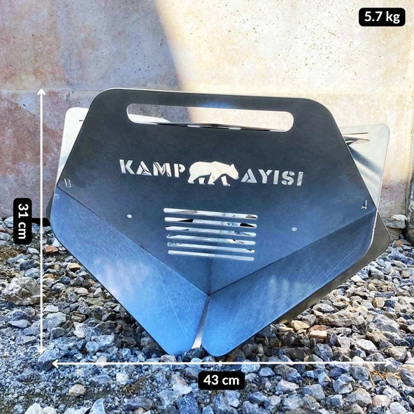 Kamp Ayısı® CampyTri Grill Max™: Katlanabilir Izgara Mangal - 2mm Galvaniz Çelik, Taşıma Çantalı Özel Tasarım - 7