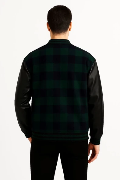 Kolları Suni Deri Içi Astarlı Oduncu Kolej Içi Ceket - Haki - 2