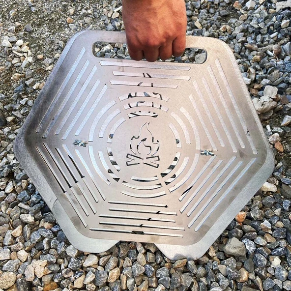 Kamp Ayısı® CampyTri Grill Max™: Katlanabilir Izgara Mangal - 2mm Galvaniz Çelik, Taşıma Çantalı Özel Tasarım - 9