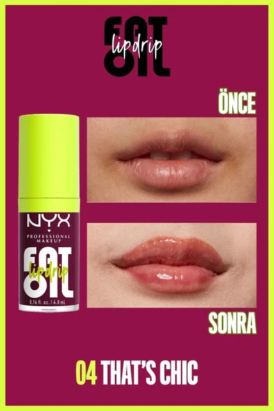 NYX Professional Makeup Fat Oil Lip Drip Parlatıcı Dudak Yağı - Thats Chic - 4