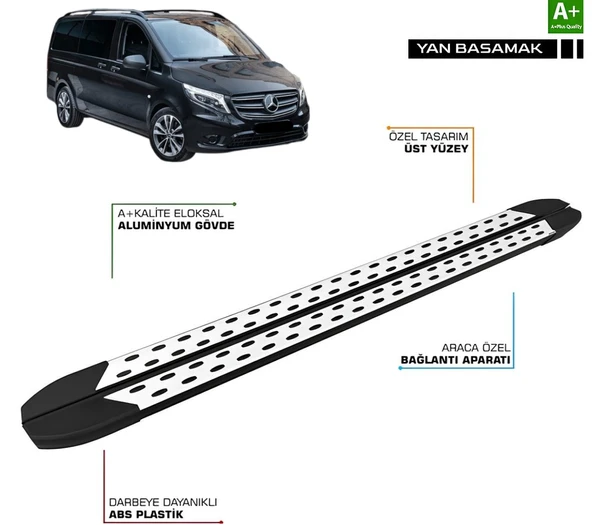 Mercedes Vito W447 KISA ŞASE TrimLine Gri Yan Basamak 2014 2015 2016 2017 2018 2019 2020 2021 2022 2023 2024 2025 2026 ürün görseli 1