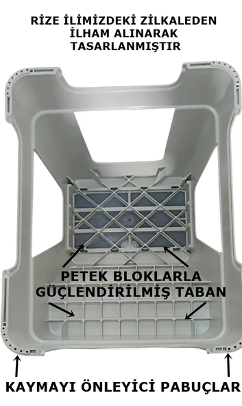 Çelik Ayna Zilkale Büyük Boy Çift Katlı Basamak Çok Amaçlı Dayanıklı Tabure Beyaz+Krem-254 - Resim 3