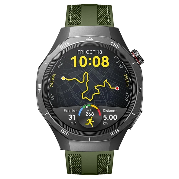 Sneezy Huawei Watch GT5 Pro 46mm ile Uyumlu Metal Tokalı Dikiş Detaylı Şık Dokuma Silikon Kordon  Haki - Resim 3