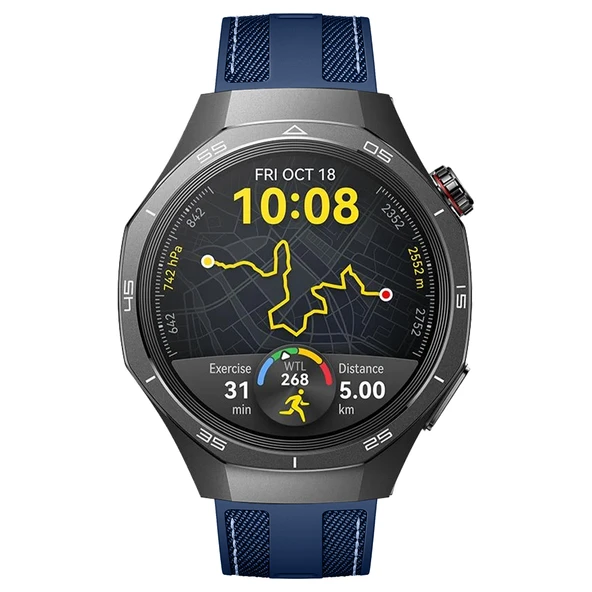 Sneezy Huawei Watch GT5 Pro 46mm ile Uyumlu Metal Tokalı Dikiş Detaylı Şık Dokuma Silikon Kordon  Lacivert - Resim 3