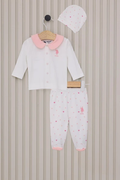 U.S. Polo Assn. Kız Bebek Patikli 3'lü Takım Krem ürün görseli 1