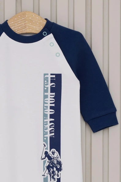 U.S. Polo Assn. Erkek Bebek Patiksiz Tulum Krem - Resim 3