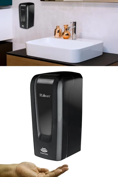 Sensörlü Sıvı Sabunluk ve Dezenfektan Verici 1000ml, Fotoselli Otomatik Sabunluk F052S Siyah ürün görseli 1