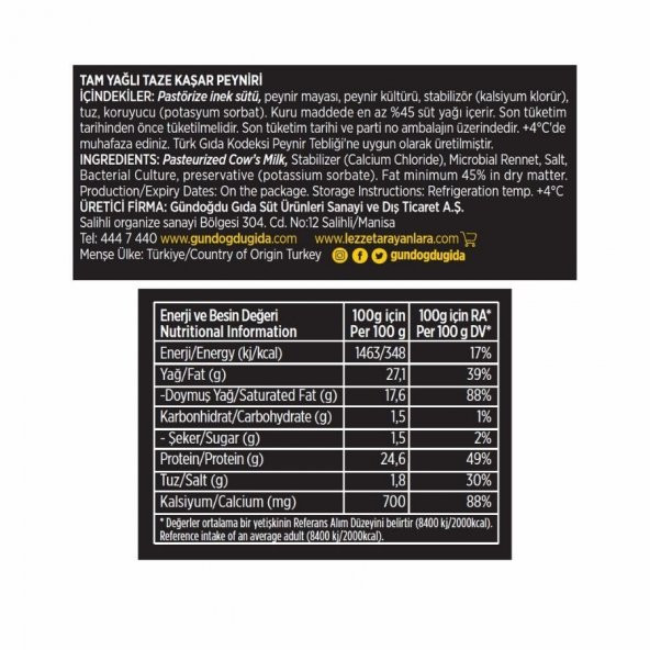Gündoğdu Taze Kaşar Peyniri 700gr 6lı - 3