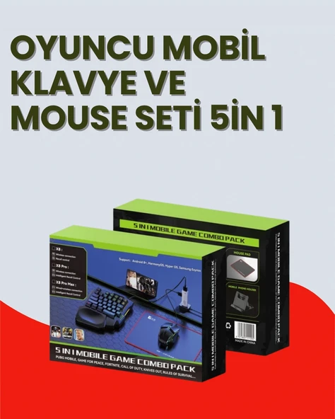 5in1 BT5.3 Mobil Oyun Kiti Klavye Mouse Dönüştürücü Seti ürün görseli 1