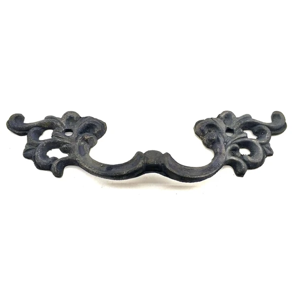 Antika Tarz Dekoratif Pirinç Çiçek Kapı Kulbu - 44x148 Mm, Oksit