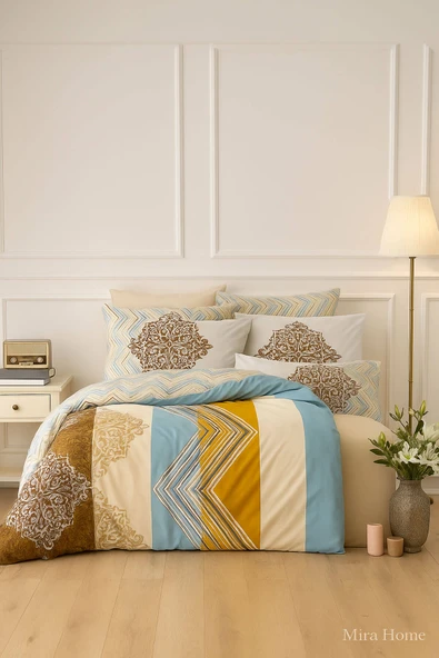 Çift Kişilik Pamuklu Nevresim Takımı Zigzag Desenli - 2