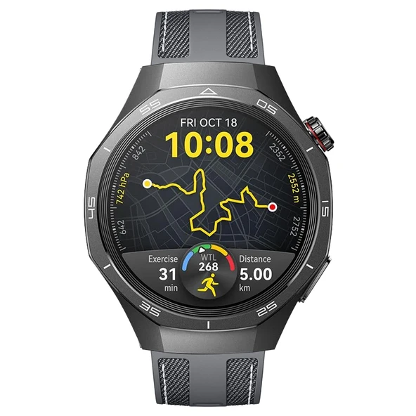 Sneezy Huawei Watch GT5 Pro 46mm ile Uyumlu Metal Tokalı Dikiş Detaylı Şık Dokuma Silikon Kordon  Gri - Resim 3