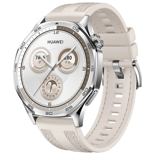 Sneezy Huawei Watch GT5 46mm ile Uyumlu Metal Tokalı Dikiş Detaylı Şık Dokuma Silikon Kordon  Starlight ürün görseli