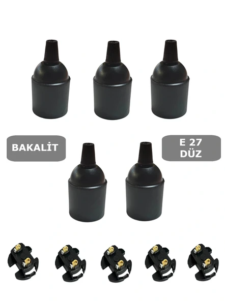 İtalyan E27 Duy - Vidalı Düz Duy (Bakalit) (250V 4A) 5 Adet