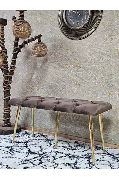 Gold Metal Yeşil Oturaklı Sivriltme Ayaklı Babyface Puf & Bench & Oturak - 11