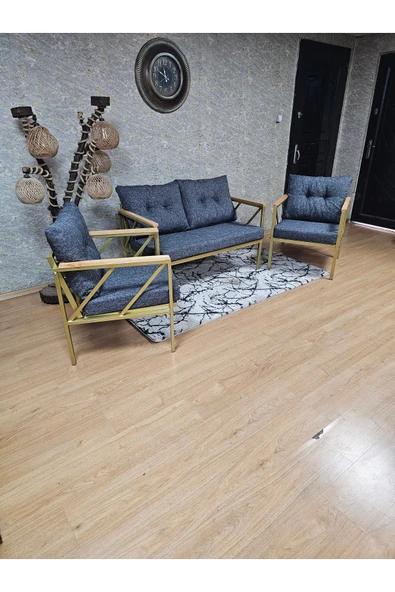 Gold Boyalı Bahçe - Balkon - Mutfak Çay Seti Takımı Bahçe Koltuk Takımı - 5