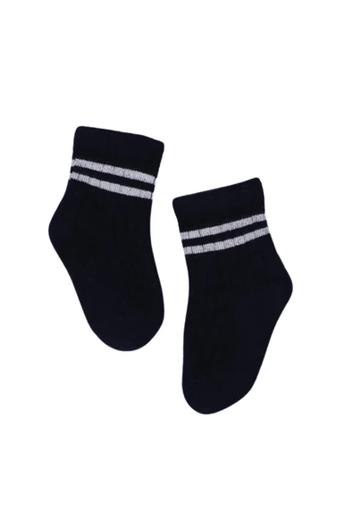 Erkek Bebek Çorap Soket 4 Çift Siyah-Krem-Gri-Mavi - Resim 3