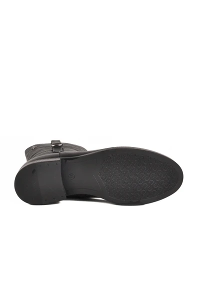 Venüs 2552701K Kadın Hakiki Deri Tokalı Fermuarlı Kısa Çizme - 5