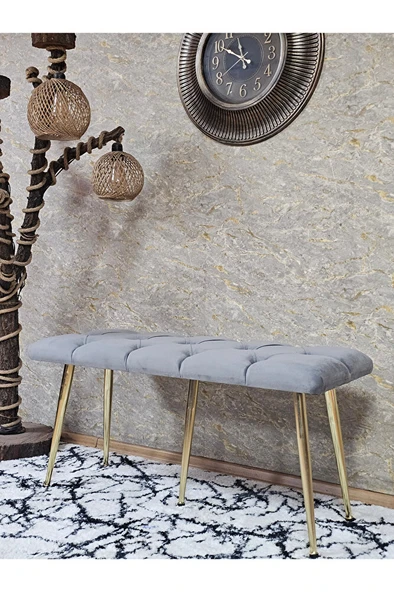 Gold Metal Yeşil Oturaklı Sivriltme Ayaklı Babyface Puf & Bench & Oturak - 6