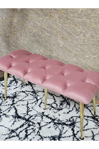 Gold Metal Yeşil Oturaklı Sivriltme Ayaklı Babyface Puf & Bench & Oturak - 4