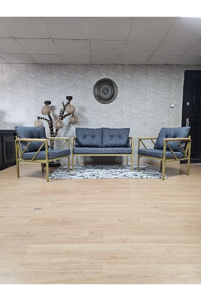 Gold Boyalı Bahçe - Balkon - Mutfak Çay Seti Takımı Bahçe Koltuk Takımı - 2