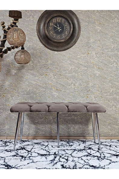 Krom Metal Yeşil Oturaklı Sivriltme Ayaklı Babyface Puf & Bench & Oturak - 7