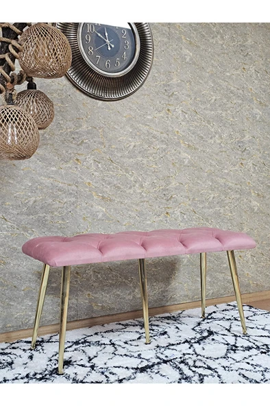 Gold Metal Yeşil Oturaklı Sivriltme Ayaklı Babyface Puf & Bench & Oturak - 3