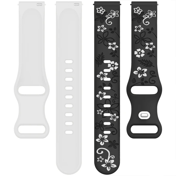 3'lü Kordon Koruma Seti Redmi Watch 5 Active Uyumlu Metal Hasır,Çiçek Desenli Silikon Kasa Koruyucu  MDL4 - Resim 3