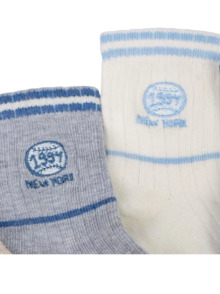 Erkek Bebek Çorap Soket 6 Çift Lacivert-Gri-Beyaz-Kahve-İndigo-Mavi - Resim 2