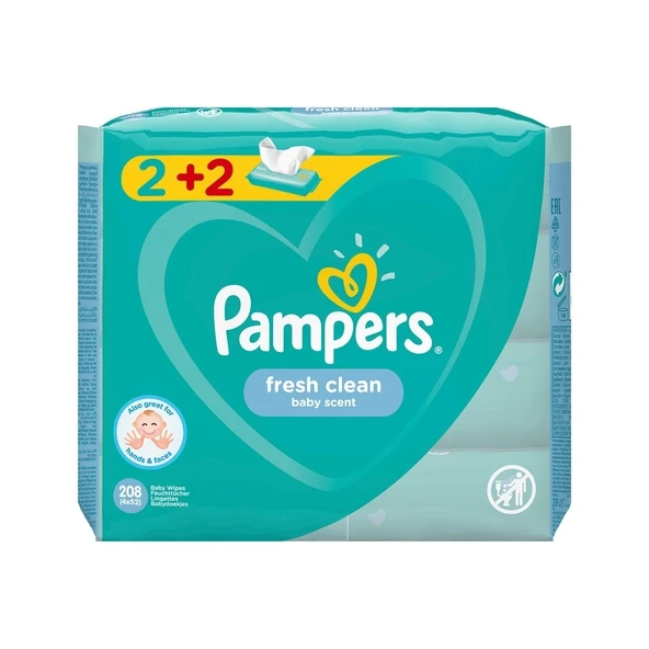 Prima Pampers Baby Yenidoğan Fresh Clean Islak Havlu 52x4 Adet (208 Yaprak) ürün görseli 1